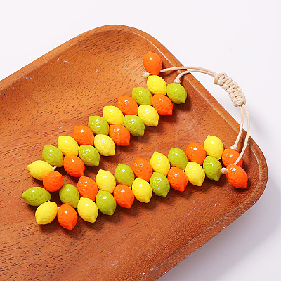 Adjuatble Plastic Lemon Braided Bead Bracelets for Women WG2B9FF-01-1