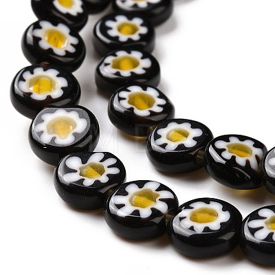Handmade Millefiori Glass Flat Round Bead Strands X-LK-P011-20-1