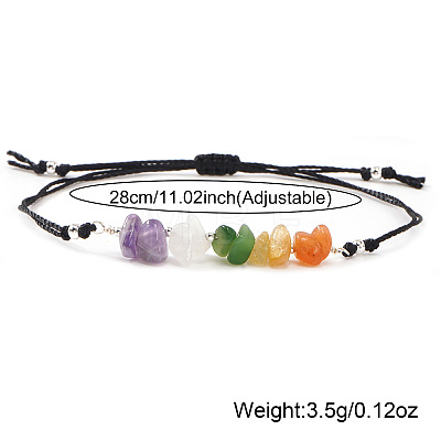 Natural Mixed Gemstone Chips & Brass Beads Link Bracelets CL3934-1-1