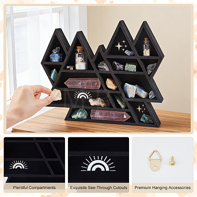 Wooden Triangle Wall Shelf AJEW-WH0410-309-1