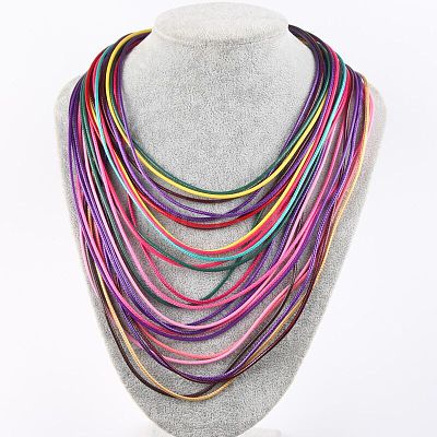 Bohemian Style Imitation Leather Cord Multi Layered Necklaces FS-WG38EA9-04-1