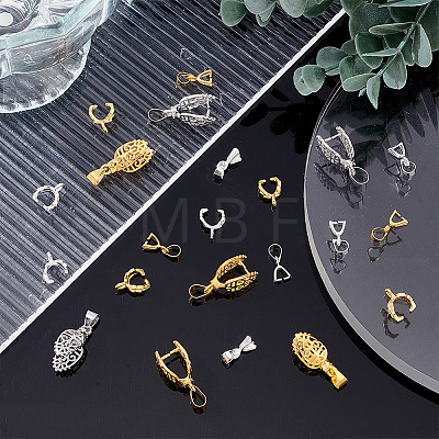 60Pcs 6 Style Brass & Alloy Ice Pick Pinch Bails FIND-AR0003-11-1