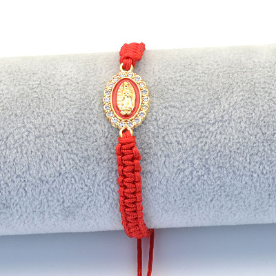 Religion Alloy Rhinestone and Enamel Link Bracelets FS-WG5574D-18-1