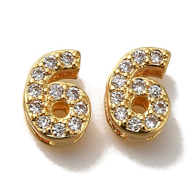 Rack Plating Number Brass Micro Pave Clear Cubic Zirconia Silde Charms KK-A231-13G-1