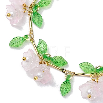 Flower Glass & Acrylic Charm Bracelets BJEW-JB10443-04-1