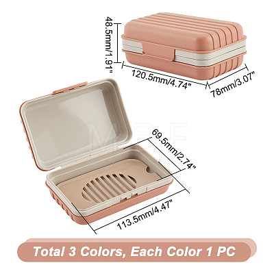 3Pcs 3 Colors Portable Travel Plastic Soap Boxes AJEW-GA0005-73-1