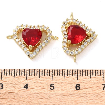 Rack Plating Brass Cubic Zirconia Heart Connector Charm KK-C084-04G-1