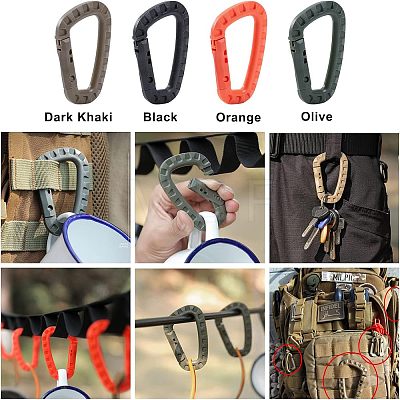 SUPERFINDINGS 20Pcs 4 Colors Plastic Carabiner Keychain TOOL-FH0001-20-1