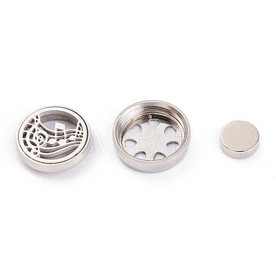 304 Stainless Steel Magnetic Diffuser Locket Aromatherapy Essential Oil Buckle AJEW-M027-08P-1