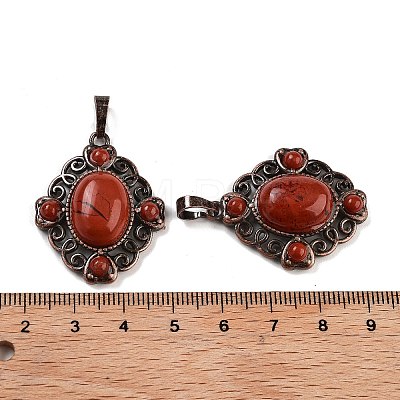 Natural Red Jasper Rhombus Pendants G-K363-02R-02-1