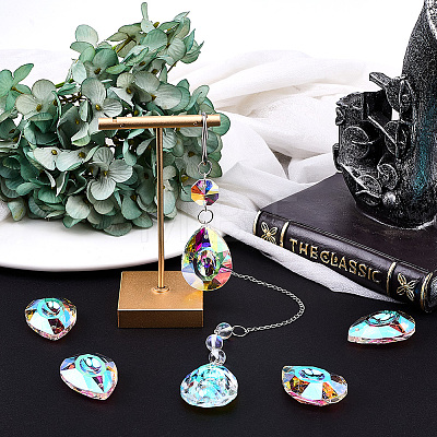 Faceted Teardrop Transparent Glass Pendants GLAA-SP0001-19A-1