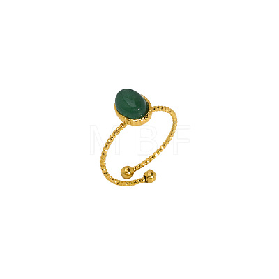 Oval Natural Green Aventurine Ring AR1552-2-1