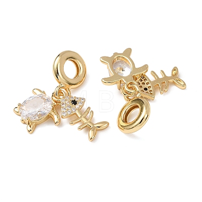 Ocean Brass Pave Clear Cubic Zirconia European Dangle Charms KK-H278-03G-04-1