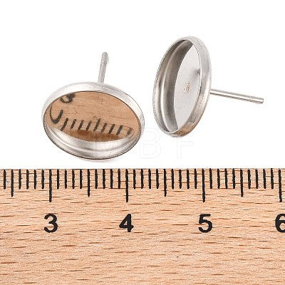 Tarnish Resistant 304 Stainless Steel Flat Round Stud Earring Settings STAS-I017-01-1