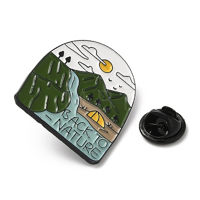 Outdoor Camping Theme with Word Back To Nature Enamel Pin JEWB-D020-02A-1