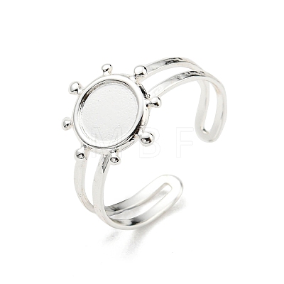 304 Stainless Steel Open Cuff Finger Ring Cabochon Settings STAS-T060-10S-1