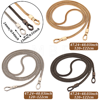 3Pcs 3 Colors Iron Flat Snake Chain Bag Straps FIND-BT0001-27-1