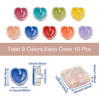 90Pcs 9 Colors Transparent Enamel Acrylic Beads TACR-CD0001-06-1