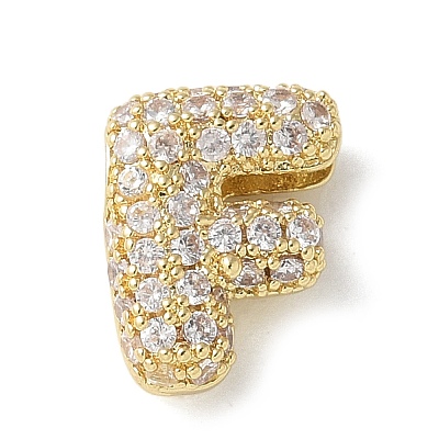 Brass Micro Pave Cubic Zirconia Beads KK-P290-61G-F-1