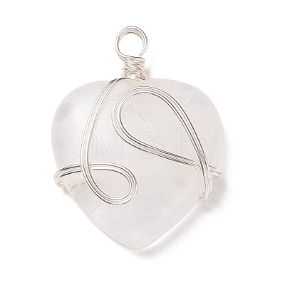 Natural Quartz Crystal Pendants PALLOY-JF01663-06-1
