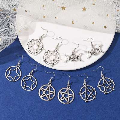 5 Pairs 5 Styles Alloy Dangle Earrings EJEW-JE05551-S-1