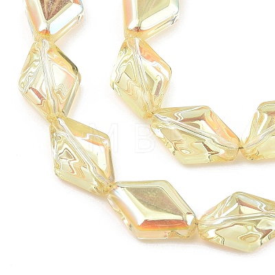 Electroplate UV Plating Glass Beads Strands EGLA-B010-01A-HP02-1