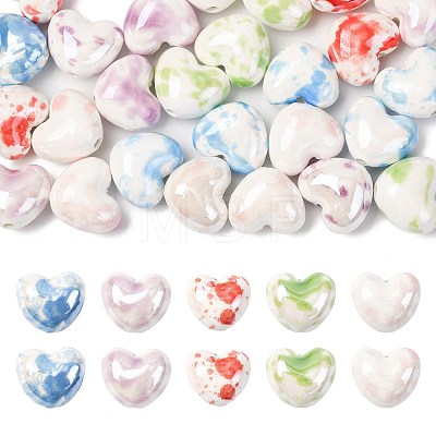 26Pcs 5 Colors Glazed Porcelain Beads PORC-FS0001-33-1