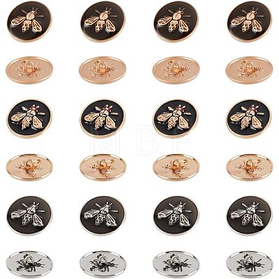 Olycraft 24Pcs 4 Style 1-Hole Alloy Rhinestone Shank Buttons BUTT-OC0001-34-1