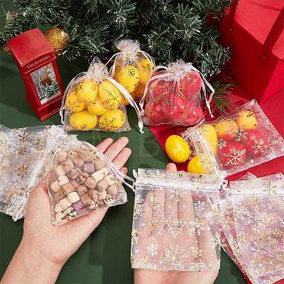 ChristmasSsnowflake Organza Gift Bags OP-WH0012-03-1
