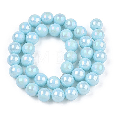 Electroplate Opaque Glass Beads Strands GLAA-T032-P8mm-AB10-1