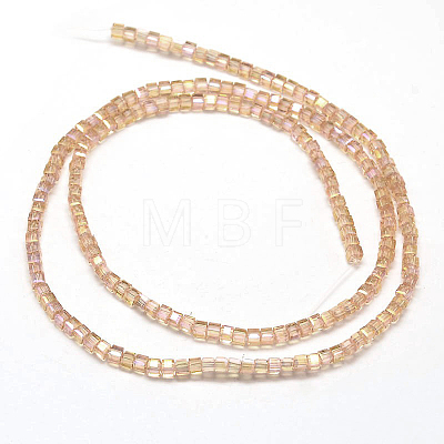 Faceted Cube Full Rainbow Plated Transparent Electroplate Glass Beads Strands X-EGLA-J133-FR07-1