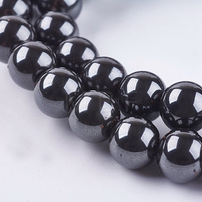 Magnetic Synthetic Hematite Beads Strands G-Q893-8mm-1