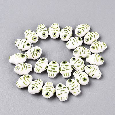 Handmade Printed Porcelain Beads Strand PORC-T133-02A-1