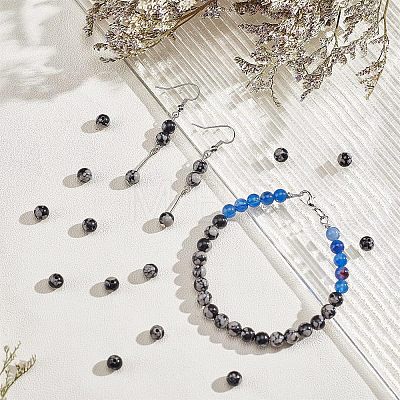  Synthetic Snowflake Obsidian Beads Strands G-NB0003-64-1