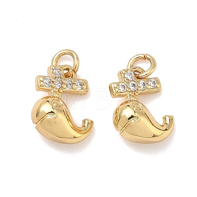 Brass Micro Pave Cubic Zirconia Charms KK-A291-12C-G-1