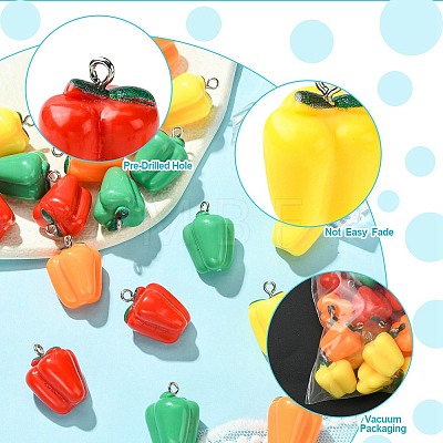 20Pcs 4 Colors Resin Imitation Vegetable Pendants RESI-YW0001-59-1