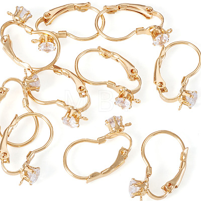 10Pcs Brass Micro Pave Clear Cubic Zirconia Leverback Earring Findings KK-TADJ0001-20A-1
