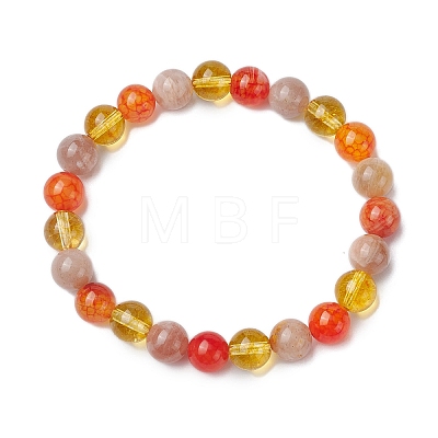 Round Natural Mixed Gemstone Beads Stretch Bracelets for Women BJEW-TA00563-1