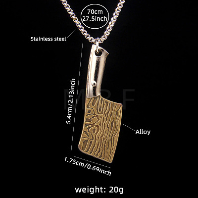 201 Stainless Steel Kitchen Knife Shape Pendant Necklaces for Men FS-WG2BC60-02-1