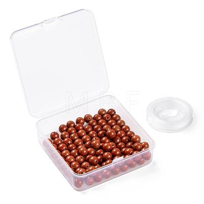 100Pcs 8mm Grade AA Natural Red Jasper Round Beads DIY-LS0002-31-1