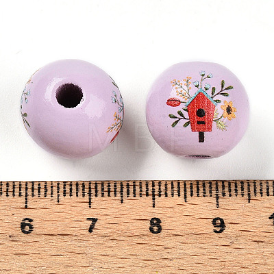 Easter Theme Printed Wood Beads WOOD-T032-22Q-1