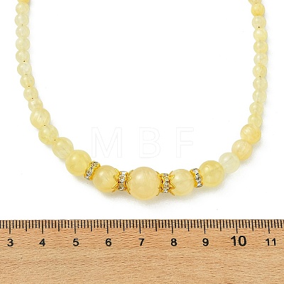 Natural Golden Silk Jade Round Graduated Beaded Necklaces NJEW-JN06330-1