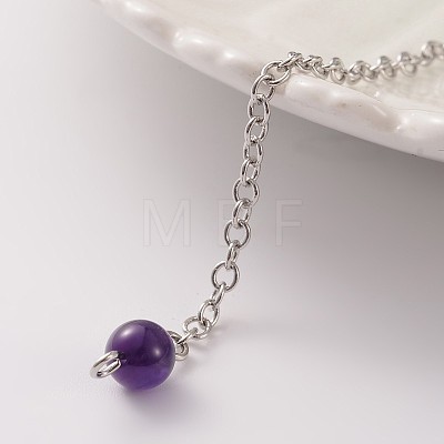 Platinum Tone Brass Amethyst Cone Hexagonal Pointed Dowsing Pendulums MAK-M015-01B-1