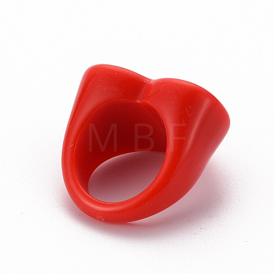 Opaque Acrylic Heart Finger Rings RJEW-T010-14-1