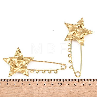 Textured Starfish 304 Stainless Steel Safety Pins Brooch Findings SA-CBA098D-16G-G05-1