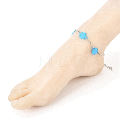 Face Mask Shape Alloy Link Anklets AJEW-AN00308-03-1