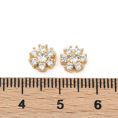 Brass Micro Pave Clear Cubic Zirconia Cabochons KK-P302-13G-1