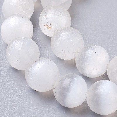 Natural Selenite Beads Strands G-I203-C-6mm-1