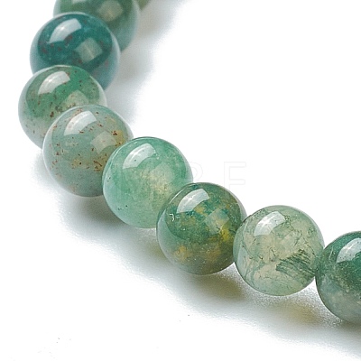 Natural Moss Agate Beaded Stretch Bracelets BJEW-D446-A-44-1