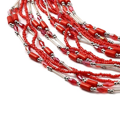 Bohemia Style Glass Seed Bead Multi-strand Necklaces NJEW-H063-01P-04-1